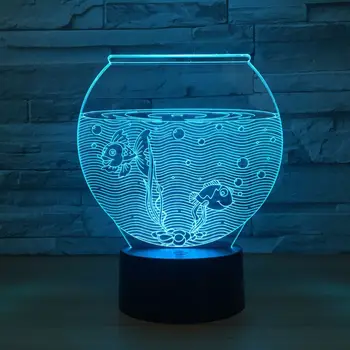 Fish Tank obliko Akril 3D Noč Svetlobe LED 3D Iluzije USB RGB Noč Svetloba Namizne Svetilke Doma Dekor Holiday Gift Vzdušje lučka