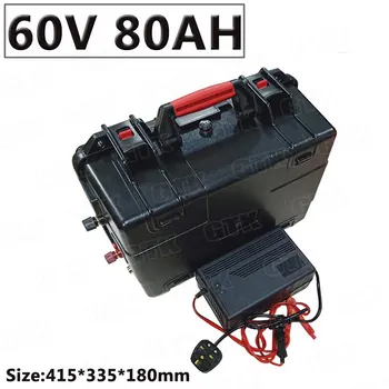 Prenosni 60V 80Ah li litij-ionske baterije z BMS za električni ogled avtomobilov, ki za shranjevanje energije, električno orodje+10A polnilnik