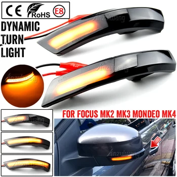Dinamični Vključite Opozorilne Luči LED Strani Rearview Mirror Zaporedno Kazalnik Blinker Lučka Za Ford Focus 2 3 Mk2 Mondeo Mk3 Mk4 EU