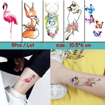 Začasni Tattoo Nalepke žerjav fox mačka metulj cvet nepremočljiva ponaredek Tatto Vodo Prenos Body Art flash Tattoo dekle, ženska, otrok