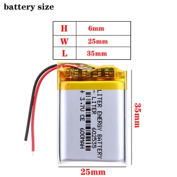 Litij-polimer baterija 3,7 V 602535 062535 600MAH MP3, MP4, GPS baterijo za ponovno polnjenje baterij
