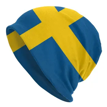 Švedska Zastava, Kapa Kapa Unisex Pozimi Toplo Bonnet Femme Pletene Kape Kul Prostem Skullies Beanies Kape Za Moške, Ženske