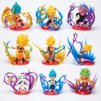 9PCS Dragon Ball Anime Slika Sonce wukong Vegeta PVC Kip Akcijska Figura, Zbirka Model Lutke Dekoracijo