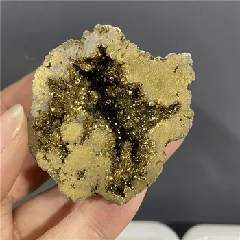 Zemeljski Angel Aura Agate Geode Kristalno Mineralnih Vzorcu Grozdov Elektro Pločevine goldenTitanium CoatingGift