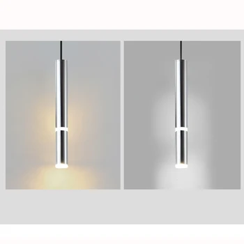Obesek Luči LED Svetilka Moderne Dia4cm Dolg Valj, Krom Srebrna Bar Umetnosti, Jedilnico, Bar Luči luç Dekoracijo CE