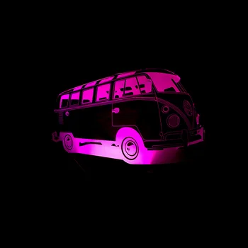 7 Pisane Avtobus 3d Lučka Visual Dotik Led Akril Creative 3d Nočna Luminaria De Mesa Brezžični Led Nočna Lučka