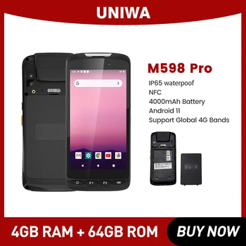 UNIWA M598 Pro 5.0 Inch Android 11 Pametni IP65 Vodotesen 2D črtne kode Skener Android Krepak PDA Vgrajen NFC 4000 mah