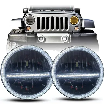 2pc Za Land Rover Defender LED Žarometi 7Inch Halo Hi Low Žarek H4 Žaromet Za Jeep Wrangler JK TJ 1997-2018