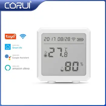 CORUI Tuya Zigbee Temperatura Vlažnost Senzor, Digitalni LCD Zaslon Termometer Senzor Smart Življenjsko Delo Z Alexa Google Pomočnik