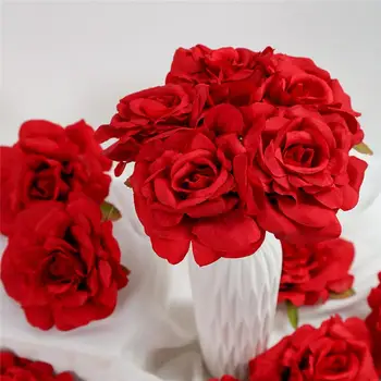20 Kos Umetne Rose Cvet Glave 10 cm Rose Cvet za Novo Leto, Poročni Dekoracijo DIY Svile Stranka Ponaredek Cvetje