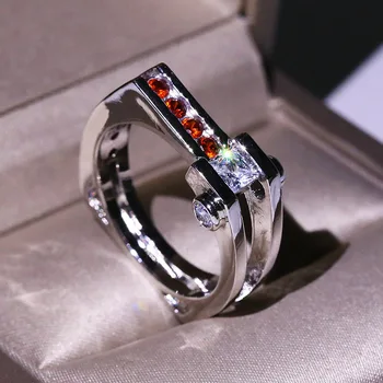 Vroče prodaje geometrijski Red Cirkon Kamen geometrijske Obroči za Ženske Modni Poroko Zaročni prstan Nakit darilo debelo