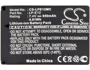 Cameron Kitajsko 650mAh/820mAh Baterija LP-E12 za Canon EOS 100D, EOS M, EOS M2, EOS-M, Upornik SL1 Digitalni