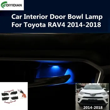 Avto LED Vrata Skledo Armrest Vzdušje Svetlobe Notranje Luči Dekoracijo Vrata Skledo Ročaj Okvir Luči za Toyota RAV4 2014-2018