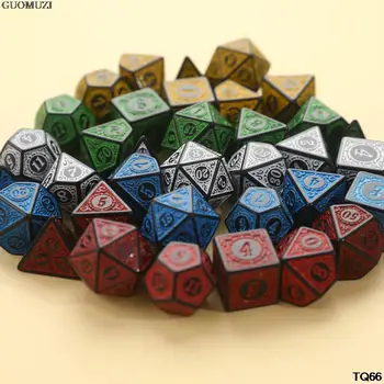 7pcs/set dices Polyhedral 7-Die Vklesan Vzorec Kocke Niz D4 D6 D8 D10 D% D12 D20 za RPG DND