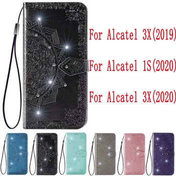 Sunjolly Usnjena torbica Flip Kartice Denarnice Stojalo Pokrov coque Za Alcatel 3X 2019 Za Alcatel 1S 2020 Primeru Za Alcatel 3X 2020 Primeru