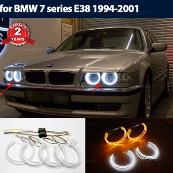 Bela Rumena LED Angel Eyes Halo Obroč Obrnite Signal DRL za BMW 7 series E38 1994-2001 728i 728iL 730i 730iL 735i 735il 740i 740il