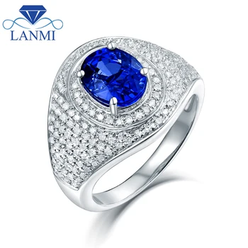 LANMI Luksuzni Design Naravna modra, temno Modra Poročni Prstani Trdno Belo Zlato 14K za Ženske Diamant Udejstvovanje Nakit Trgovini