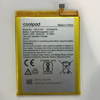 Novo 2800mAh/10.78 Wh 3.85 V CPLD-401 Nadomestna Baterija Za Coolpad Pametni Telefon Baterija za ponovno Polnjenje Vgrajen Batterie