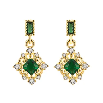 Vintage Moda Zeleno Kristalno Smaragdno dragih kamnov Diamanti Žensk Spusti Uhane, Zlate Barve, Nakit Brincos Stranka Pribor Nova