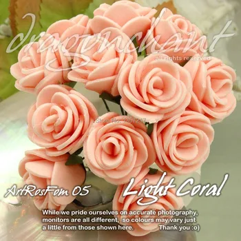 Debelo Velikosti 20 mm Glavo Trdno Svetlobe Koralni Barvi PE Rose Pene Šopek rož Scrapbooking Umetno Rose Cvet(144pcs/veliko)