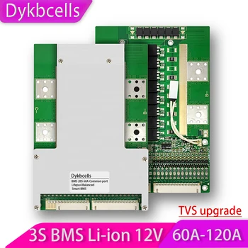 Dykbcells 3S 12V 60A 80A 100A 120A 18650 Li-ionska Litij Baterija Protection Board BMS pack LED Ravnovesje Svetlobe W Temperatura