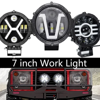 7inch Auto LED delovna Luč Žarometa za Meglo Svetilka LED Reflektorji za Wrangler Off road Tovornjaki Jeep ATV SUV Strani Strelec Teče svetlobe