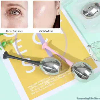 2 Kos Obraza Ledu Roller Globusi Iz Nerjavečega Jekla, Hladilni Obraza Spa Globusi Za Anti Aging Obraz, Oči Massager Za Nego Kože, Kozmetični Orodja