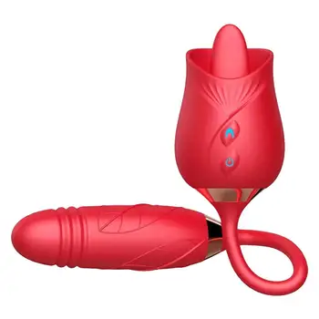 2022 novo 2 v 1 rose oblikovan z vibriranjem rose vibrator, dildo sex igrače za žensko klitoris jezika sesanju vibrator