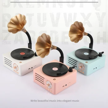 Novo T15 Retro Bluetooth Brezžični Zvočnik Vinil Gramofon Snemanje Ustvarjalno Darilo Doma Dekoracijo Phonograph 2022 Multi-Color