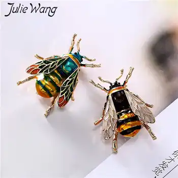 Julie Wang Pisane Insektov Čmrlji Čebel Broška Za Moške Zlitine Emajl Broške Modni Nakit, Oblačila Obleko Pribor