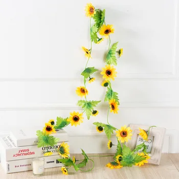 Sončnično simulacije dekorativni rattan trsa cvetje, svile cvetja klimatska naprava cevi