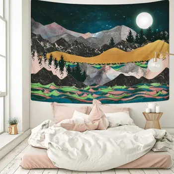Psihedelični zvezdnato nebo, nebo, sonce, luna gorskih tapiserija steni visi nebesnih tapiserija hipi tapiserija, doma dekor tapestryLG814-8