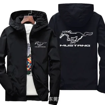 2021 Motoristična Jakna Windproof za MUSTANG logotip Suknjič Mobike Jahanje Hooded bo Ustrezala Windbreaker Sweatshirts Dirke zadrgo Plašč