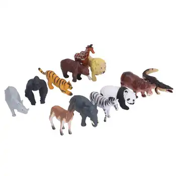 12pcs Simulirani Živali Model Igrača Nastavite Tiger Slon Jelena Jungle Živali Akcijska Figura, Modeli Izobraževanja Igrače za Otroke