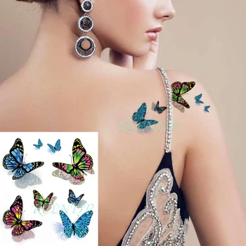 Nepremočljiva Začasni Tattoo Nalepka Barva Beautiful Butterfly Ponaredek Tetovaže Flash roko, roko, nogo, Tattoo, za Dekle Ženske Moški