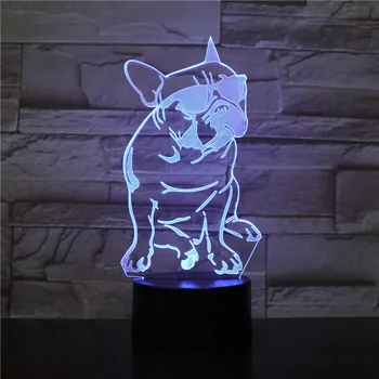 Ljubek Pes z Očali 3D Obliko namizne Svetilke Touch Kontrole 7 Barv Spreminjanje Akril Noč Svetlobe USB Dekorativni Otroci Darila, 2390
