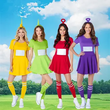 4 Barve Teletubbies Cosplay Smešno Lep Anime Ženske noše Dipsy Uprava-Uprava Po Halloween Carnival Kostumi za Ženske in Dekleta