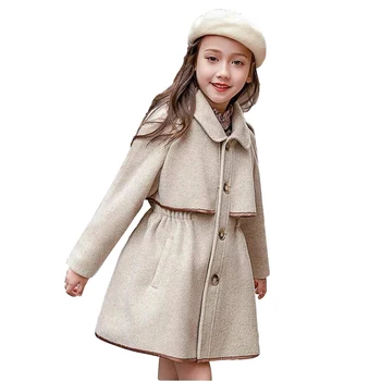 elegantna dekle volnene jakno plašč trdna gumb debel suknjič za 2-12 let dekleta otrok otrok moda plast volnene oblačila vrhnja oblačila
