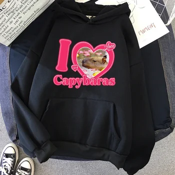 Capybara hoodies moških smešno znoj y2k 2023 Flis Pulover sweatshirts človek japonski trenirko