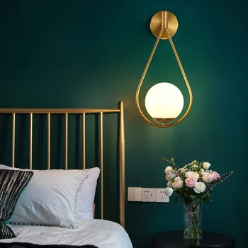 Nordijska osebnost kreativne dnevne sobe, kovinsko steno lučka moda sodobno minimalistično model postelji steklene stene lučka spalnica ZM1104