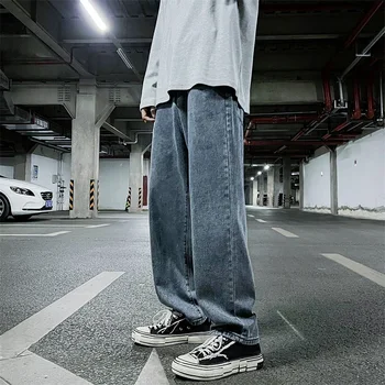 EOENKKY/2022 Nova Ulica Priložnostne Vrečasta Jeans Moške korejski Moda Hip Hop Naravnost Širok Noge Hlače plus velikost Men ' s Harem Hlače