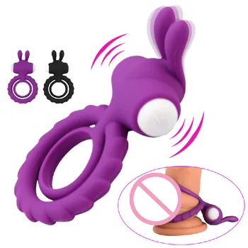 Mehke Silikonske Dvojna Vibracijska Petelin Obroč Zamudo Ejacualtion Izboljšanje Erekcije Klitoris Spodbujanje Penis Prstan Sex Igrače Za Pare