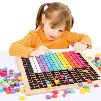 Otrok Lesene Pixel Bloki Puzzle Igrača Montessori Zgodnje Izobraževanje Igrača Geometrijo Jigsaw Tangram Lesene Igre Igrače Za Otroke Nova