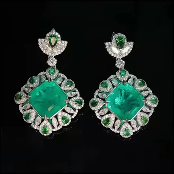 Vintage Smaragdni Diamant Uhani 925 Sterling silver Poroka Stranka Spusti Visijo Uhani za ženske Poročne Posla Nakit Darilo
