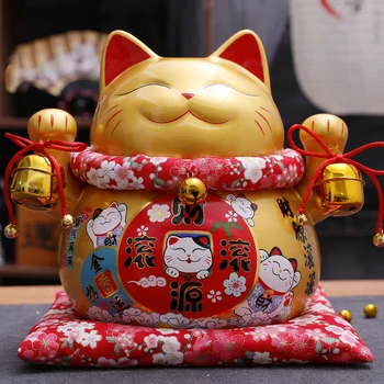 Zlati Keramični Maneki Neko Doma Dekoracijo Ornament Fortune Mačka Denar Polje Presence Banka Figur Feng Shui Dekor