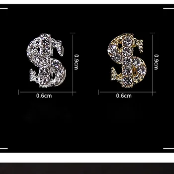 Kovinski Cirkon DOLAR Nohtov Čare,6*9 MM Srebrna/Zlata Luksuzni Kovanec Zlitine 3D Nail Art Dekoracije, naredi sam, Design Biser Nakit Za NAIL10PC
