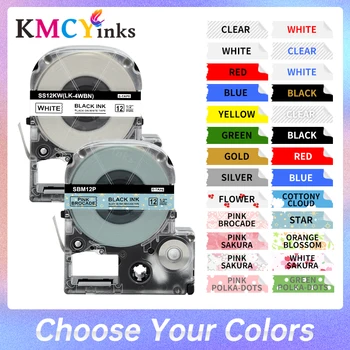 KMCYinks 1PC 12 mm SS12KW LC-4WBN Združljiv za Epson LabelWorks Trakom, Standard Črno na Belem Za Tiskalnik za Nalepke LW-300 LW-400