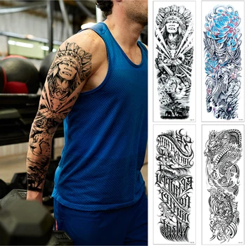 1Sheet Polno Roko Začasne Tetovaže za Moške in Ženske, Realni Ponaredek Tetovaže Nepremočljiva in Trajne