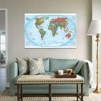 Svetovni Zemljevid Non-woven Nepremočljiva Zemljevida Brez Nacionalne Zastave Za Začetnike 150x225cm