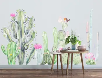 XUE SU Steno pokrivna ozadje po meri zidana enostavno ročno poslikano Ameriška pastorala kaktus, dnevna soba, TV ozadju stene